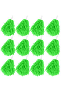 Faxco 12Pack Plastic Pom Poms cheerleading Pom Poms Sports Dance cheer Plastic Pom Pom for Rooters,cheering Squard,cheering Team (green)