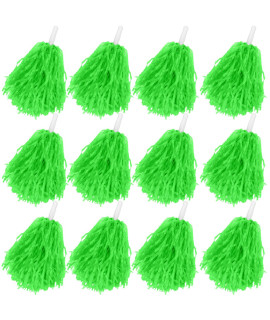 Faxco 12Pack Plastic Pom Poms cheerleading Pom Poms Sports Dance cheer Plastic Pom Pom for Rooters,cheering Squard,cheering Team (green)