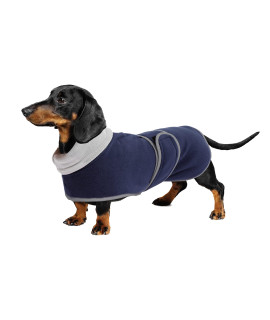 Dog Jacket, Dog Coat Perfect For Dachshunds, Dog Winter Coat With Padded Fleece Lining And High Collar, Dog Snowsuit With Adjustable Bands-Navy-Xl
