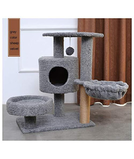 Zisita Cat Scratching Post Cat Tree House With Hanging Ball Kitten Furniture Scratch Solid Wood For Cats Climbing Frame Cat Condosf
