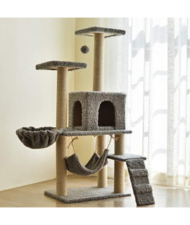 Zisita Cat Scratching Post Cat Climbing Frame Cat Scratching Post Tree Scratcher Pole Furniture Gym House Toy Cat Jumping Platformgreysheep