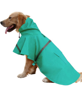 Mikayoo Large Dog Raincoat Adjustable Pet Waterproof Clothes Lightweight Rain Jacket Poncho Hoodies With Strip Reflective(Lake Blue,Xxxl)