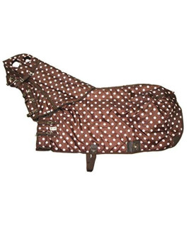 AJ Tack 420D Poly Stable Blanket with Hood - Brown with Pink Dots - 72 - Medium