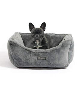 NANDOG Pet Gear Reversible Luxury Microplush Cloud Fabric Collection Ultra Plush Dog & Cat Bed Soft, Warm, Calming Pet Lounger for Small & Medium-Sized Breed - Modern Style Snuggle Couch (Light Gray)