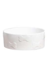 Park Life Designs Large Pet Bowl, White Manor Pattern, 8-1/2 inch Heavyweight Ceramic Dish Stays Put, Microwave and Dishwasher Safe
