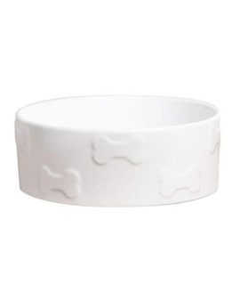 Park Life Designs Large Pet Bowl, White Manor Pattern, 8-1/2 inch Heavyweight Ceramic Dish Stays Put, Microwave and Dishwasher Safe