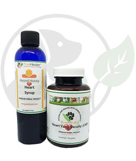 Heart Support - Bundle - Heart-Yang Vacuity (CHF) - 50 Grams Herbal Powder + Hound Honey: Heart Syrup - 5 fl oz (150 ml) - Coughing, Gagging, Wheezing Due to Heart Condition - Remedy for Dogs & Pets