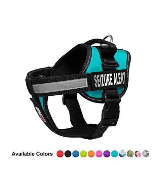 Dogline Unimax Multi-Purpose Dog Harness Vest with Seizure Alert Patches Adjustable Straps, Comfy Fit, Breathable Neoprene for Service, Identification and Training Dogs Teal X Large 36" - 46"