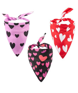 Native Pup Valentine's Day Dog Bandana | 3-Pack | Pink, Red Heart Handkerchief Bandanna (Valentine's Pack 1, Small)