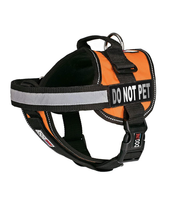 Dogline Unimax Multi-Purpose Vest Harness for Dogs and Removable Do Not Pet Patches Patches Orange Girth 22" - 30"