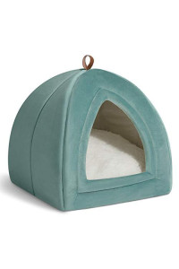Bedsure Cat Beds for Indoor Cats - Cat House Cat Tent Cat Cave with Removable Washable Cushioned Pillow, Kitten Beds Cat Hut, Washed Blue, 15 inches