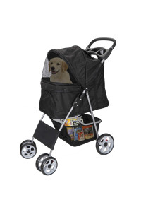 Pet Stroller 4 Wheels Dog Cat Stroller For Small Medium Dogs Cats Foldable Puppy Stroller With Storage Basket And Cup Holder
