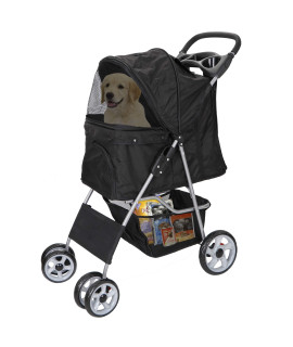 Pet Stroller 4 Wheels Dog Cat Stroller For Small Medium Dogs Cats Foldable Puppy Stroller With Storage Basket And Cup Holder