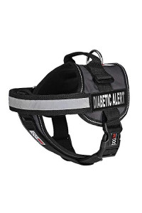 Dogline Unimax Dog Harness Vest with Diabetic Alert Patches Adjustable Straps Breathable Neoprene for Identification Training Dogs Girth 36 to 46 in Black