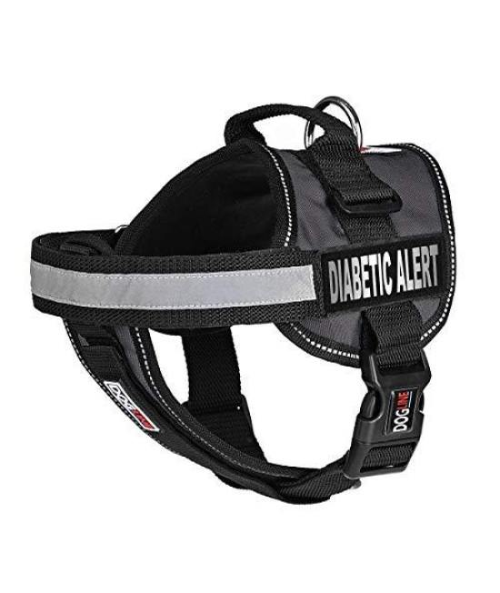 Dogline Unimax Dog Harness Vest with Diabetic Alert Patches Adjustable Straps Breathable Neoprene for Identification Training Dogs Girth 36 to 46 in Black