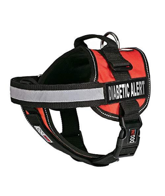 Dogline Unimax Dog Harness Vest with Diabetic Alert Patches Adjustable Straps Breathable Neoprene for Identification Training Dogs Girth 36 to 46 in Red
