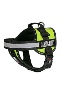 Dogline Unimax Dog Harness Vest with Diabetic Alert Patches Adjustable Straps Breathable Neoprene for Identification Training Dogs Girth 36 to 46 in Lime Green