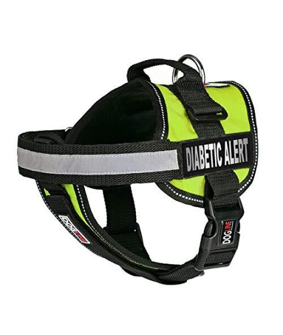 Dogline Unimax Dog Harness Vest with Diabetic Alert Patches Adjustable Straps Breathable Neoprene for Identification Training Dogs Girth 36 to 46 in Lime Green