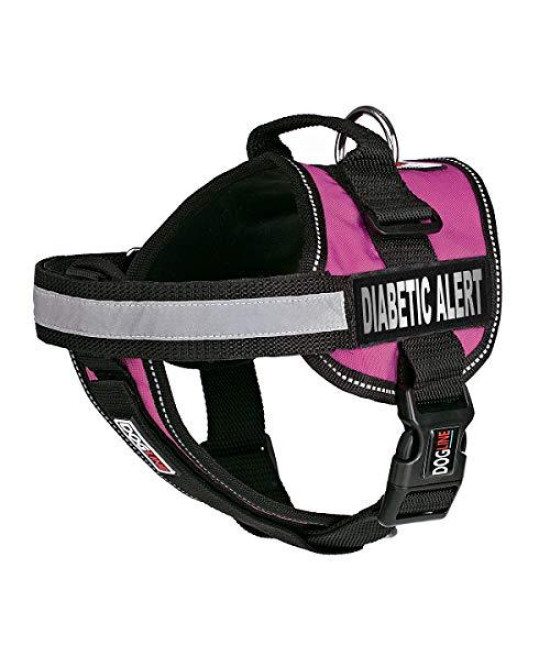 Dogline Unimax Dog Harness Vest with Diabetic Alert Patches Adjustable Straps Breathable Neoprene for Identification Training Dogs Girth 36 to 46 in Pink