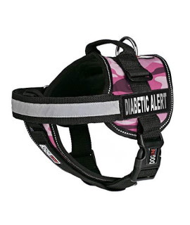 Dogline Unimax Dog Harness Vest with Diabetic Alert Patches Adjustable Straps Breathable Neoprene for Identification Training Dogs Girth 36 to 46 in Pink Camo