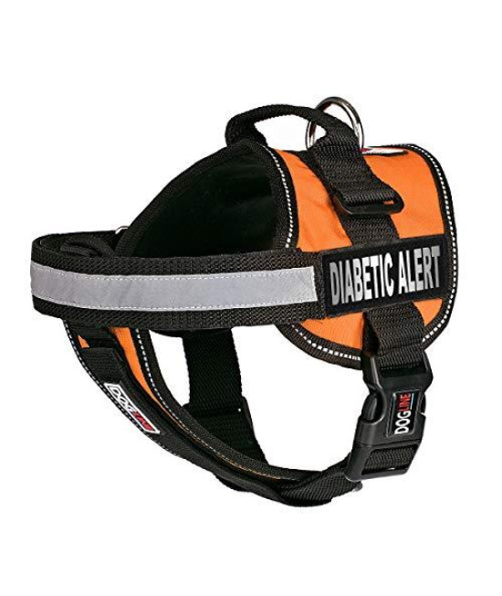 Dogline Unimax Dog Harness Vest with Diabetic Alert Patches Adjustable Straps Breathable Neoprene for Identification Training Dogs Girth 28 to 38 in Orange