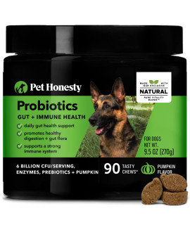 Pet Honesty Digestive Probiotic Soft Chews for Dogs - Natural Digestive Support, Immunity Health, Seasonal Allergies, Occasional Diarrhea & Constipation Due to Normal Environmental Issues - (Pumpkin)