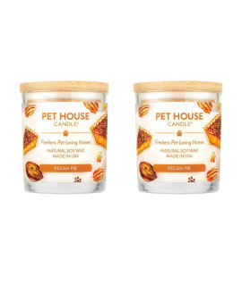 One Fur All, Pet House Candle - 100% Soy Wax Candle - Pet Odor Eliminator for Home - Non-Toxic and Eco-Friendly Air Freshening Scented Candles (Pack of 2, Pecan Pie)