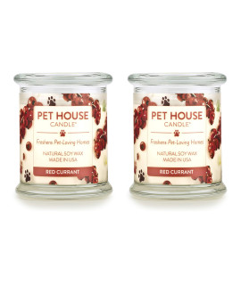 One Fur All, Pet House Candle - 100% Soy Wax Candle - Pet Odor Eliminator for Home - Non-Toxic and Eco-Friendly Air Freshening Scented Candles (Pack of 2, Red Currant)