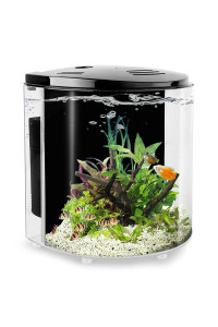 YCTECH 1.2 Gallon Betta Aquarium Starter Kits Fish Tank with LED Light and Filter Pump Black (320black)