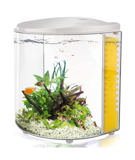 YcTEcH 12 gallon Betta Aquarium Starter Kits, Small Fish Tank with LED Light and Filter Pump White