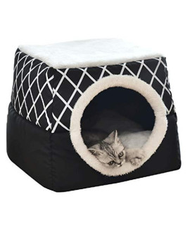Juesi Foldable Cat Condo, Cube Cat House with Lying Surface, Cat Hiding Place, Cat Cave Tent House, Self-Warming Sleeping Bed for Cats and Small Dogs Suitable for Indoor or Outdoor, GYXL (Black)