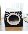 Juesi Foldable Cat Condo, Cube Cat House with Lying Surface, Cat Hiding Place, Cat Cave Tent House, Self-Warming Sleeping Bed for Cats and Small Dogs Suitable for Indoor or Outdoor, GYXL (Black)