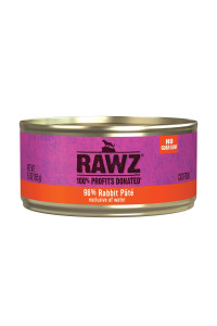 Rawz Natural Premium Pate canned cat Wet Food - Made with Real Meat Ingredients No BPA or gums - 55oz cans 24 count (Rabbit)