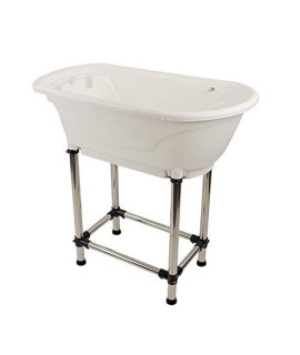MiMu Raised Dog Bathtub in White - Pet Grooming Tub Booster Elevated Dog Bath Tub for Small to Medium Sized Cats or Dogs