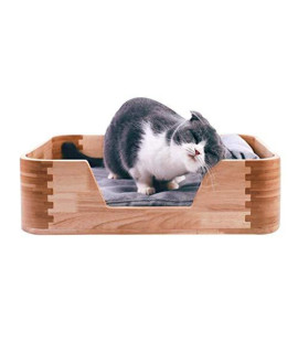 Ycdjcs Cat Caves Pet Calming Bed Cat Dog Rectangle Wooden Nest Warm Soft Plush Comfortable For Sleeping Winter (Color : Brown Size : 49X36X13.5Cm)