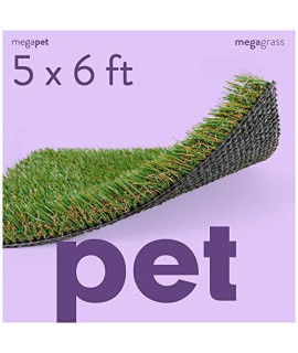 MEGAGRASS 5 x 6 Feet Artificial Grass Mat for Dogs [Deluxe Realistic Synthetic Pet Turf Rug, Fake Grass Carpet for Puppy Potty Training Patch, Indoor or Outdoor Pee Pads]