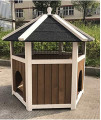 Seny Outdoor Wooden Cat House Weatherproof,Sturdy and Cute for Play and Hide