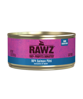 RAWZ Natural Premium Pate Canned Cat Wet Food - Made with Real Meat Ingredients No BPA or Gums - 5.5oz Cans 24 Count (Salmon)