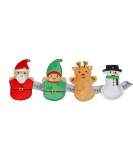 Midlee Mini Plush Christmas Dog Toys- Set of 4- Elf Reindeer Snowman & Santa