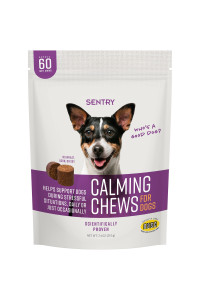 Sentry Calming Chews for Dogs, Calming Aid Proven to Reduce Stress and Anxiety, Pheromones Prevent Unwanted Behaviors Including Barking, Jumping, and Separation Anxiety, 60 Count