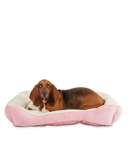 PETCO Brand - Animaze Pink Rectangle Bolster Dog Bed, 40" L X 30" W X 6" H, Large