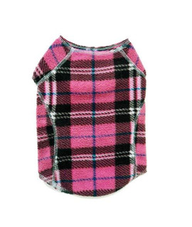 Cloak and Dawggie Fleece Patterned Dog Sweater Plaid Dog Fleece Pullover Best Cold Weather Winter Polar Fleece All Breed (M 20-30 LBS, Pink Plaid)