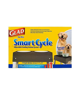 Glad for Pets Smart Cycle Adjustable Feeding Station System | Elevated Dog Bowl Inserts with 3 Height Options Dogs | Includes 4 Disposable Dog Bowls