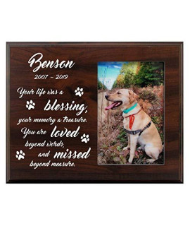 Mainely Urns 8x10 Photo Plaque - Personalized Pet Memorial Picture Frame - Your Life was A Blessing, Your Memory A Treasure - Sympathy Dog or Cat Gift with Heartfelt Quote
