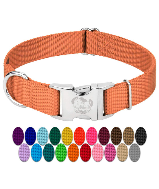 Country Brook Design - Vibrant 30+ Color Selection - Premium Nylon Dog Collar with Metal Buckle (Extra Large, 1 Inch, Coral)