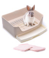 CALPALMY Large Rabbit Litter Box with 4 Bonus Ultra Absorbent Pet Toilet Training Pads - Easy to Clean 16" x 11.8" x 6.3" Rabbit and Guinea Pig Litter Box with Litter Drawer and Free No-Leak Pads