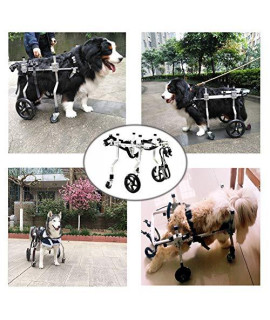 Adjustable Dogs Wheelchair, Back Legs Front Feet Hind Legs Forelimb Rehabilitation for Handicapped/Disabled/Paralyzed/Elderly Cat Rabbit, 4 Wheels, Suitable for 10-19 kg Pets