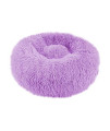 Round Pet Bed, Comfortable Luxury Faux Fur Calming Donut Cuddler, Ultra Soft Calming Bed for Dogs and Cats, Self Donut Indoor Snooze Sleeping Cushion Bed (M:19.7"x19.7", Purple)