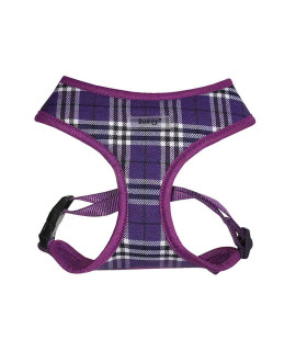 Bunty Tartan Soft Comfortable Breathable Fabric Dog Puppy Pet Adjustable Harris Harness (Medium Purple)