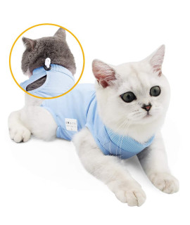 Ouuonno Cat Wound Surgery Recovery Suit For Abdominal Wounds Or Skin Diseases, After Surgery Wear, Pajama Suit, E-Collar Alternative For Cats (S, Blue)